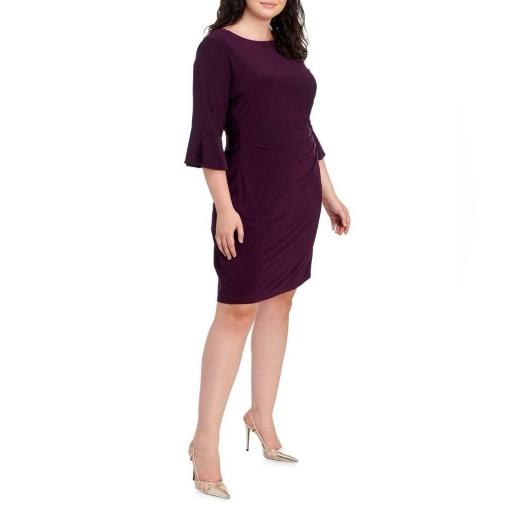Anne Klein Deep Purple Long Sleeve Dress - Picture 2 of 10